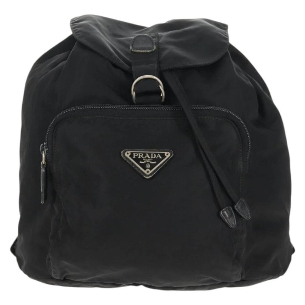 PRADA Backpack Nylon Black Silver Auth